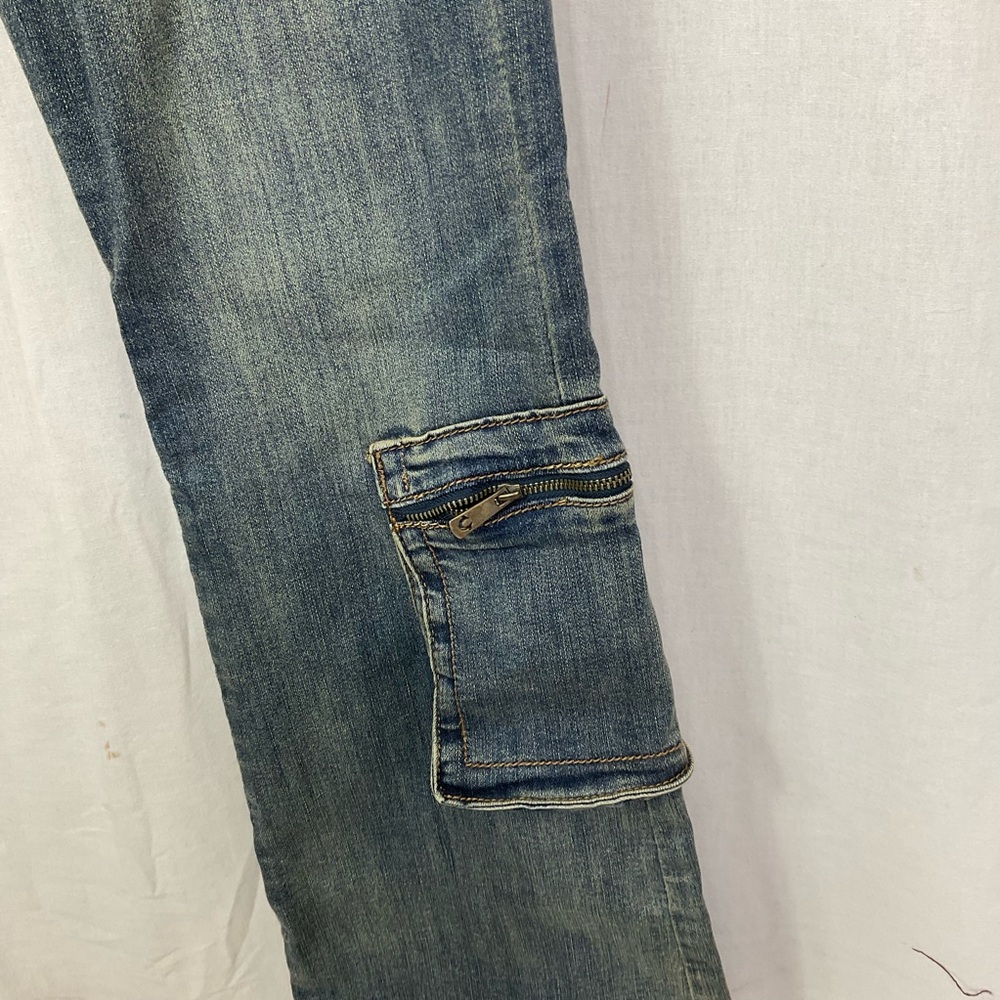 True Religion Medium Vintage Becca Low Rise Cargo Bootcut Denim Jeans Size 29 - Picture 4 of 13